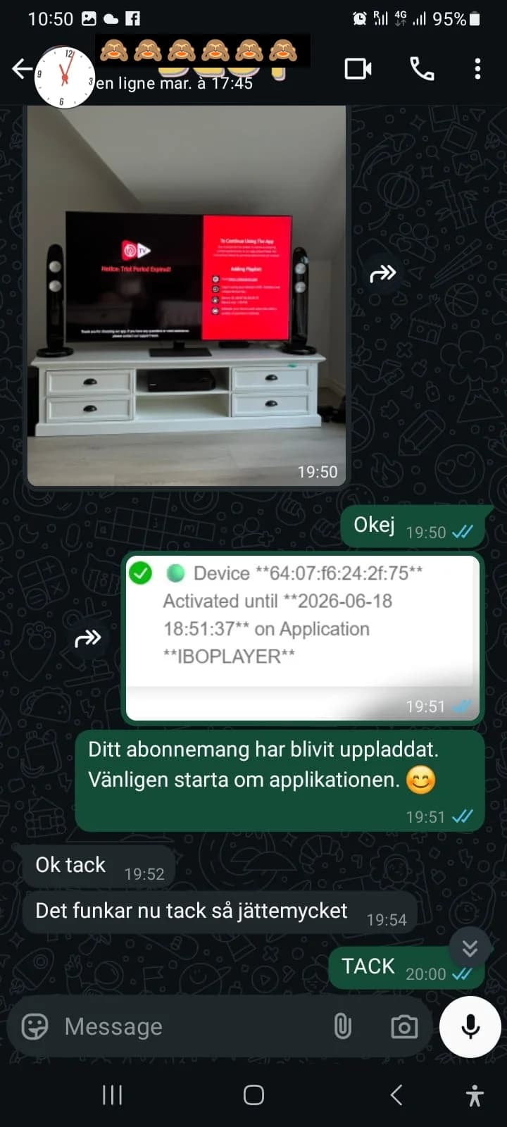 TV + iPad aktiverade